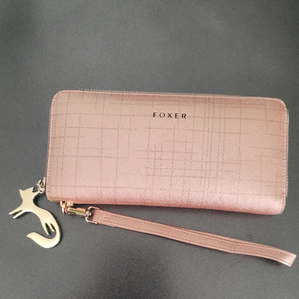 Foxer Women Leather Wallet in Rose Gold
